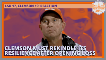 Dabo Swinney is shown during Clemson's loss to LSU on August 30