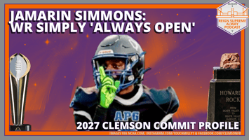 WR recruit Jamarin Simmons against a decorative backdrop
