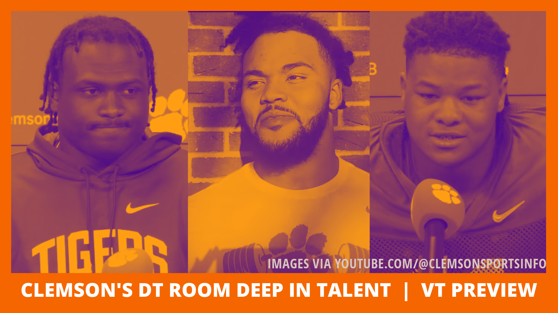 Photos of Clemson defensive linemen Demonte Capehart, Payton Page and Peter Woods