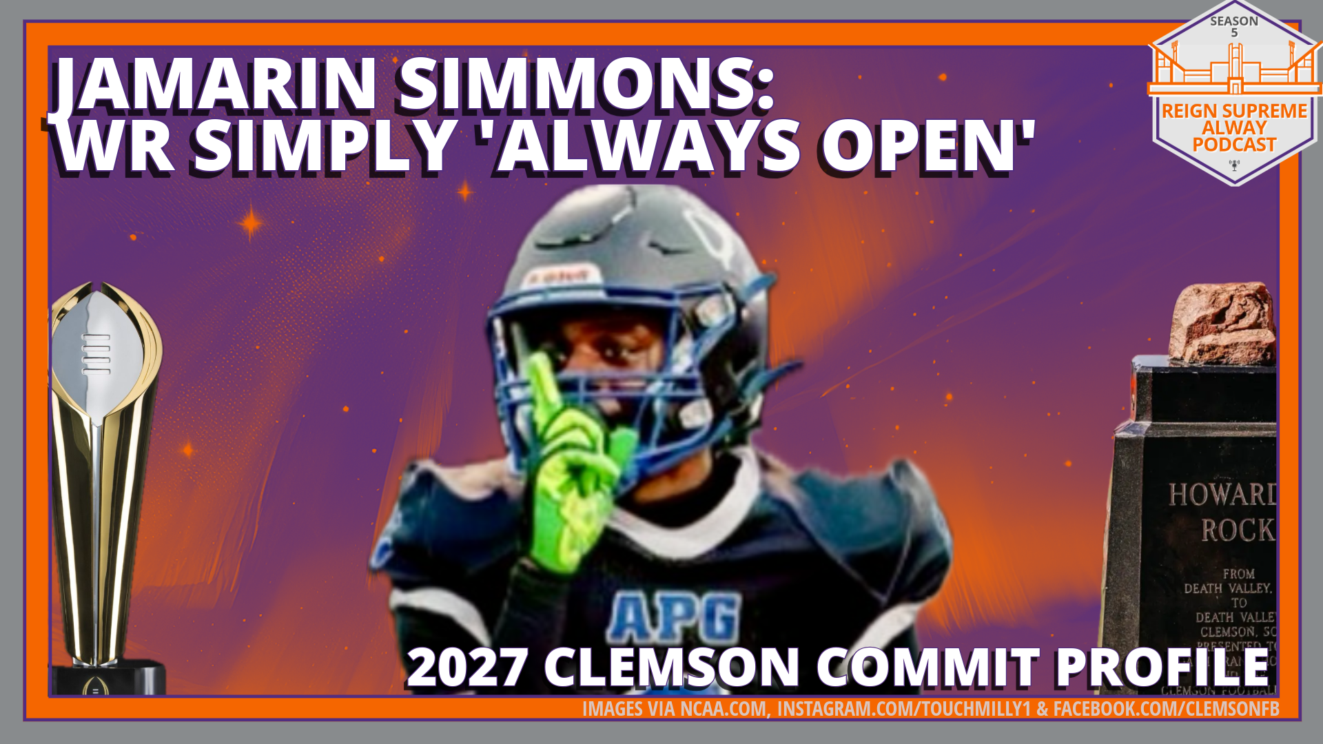 WR recruit Jamarin Simmons against a decorative backdrop